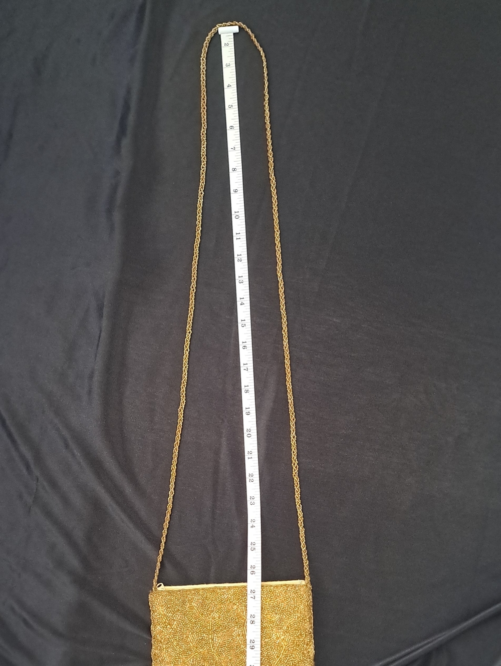 Vintage 1960s Gold Color Beaded Evening Crossbody Bag - Picture 8 of 8